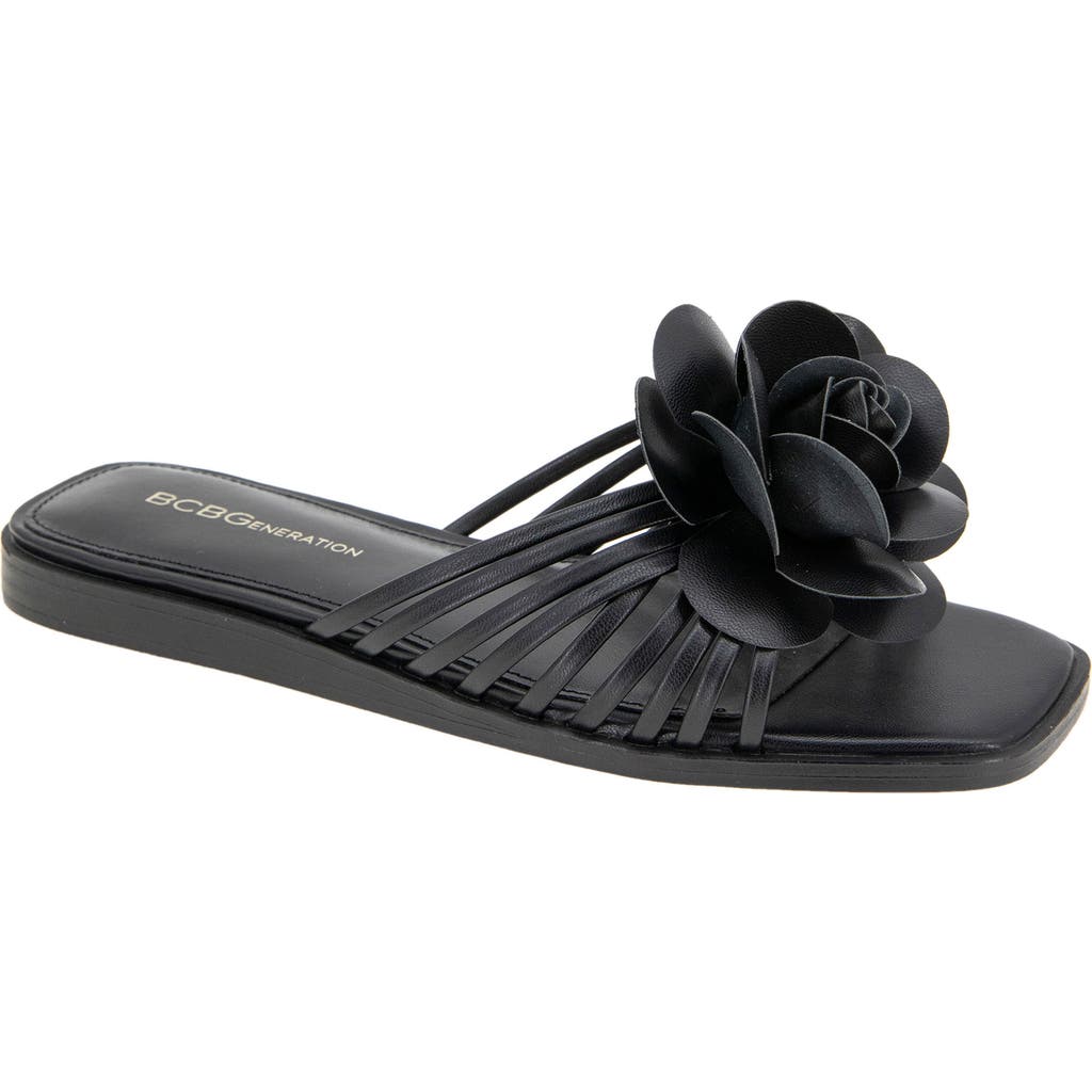 Bcbgeneration Masha Womens Slip On Square Toe Strappy Sandals In Black