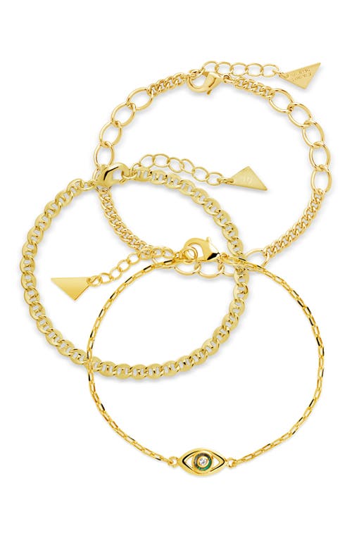 Sterling Forever Set Of 3 Chain Bracelets In Gold