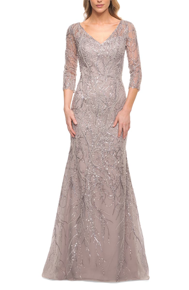 La Femme Beaded Lace Mermaid Gown Nordstrom