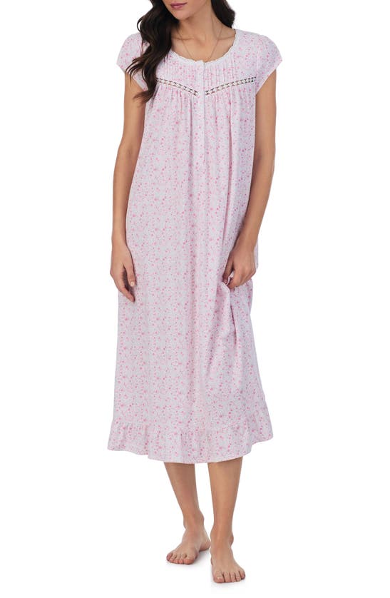 Eileen West Cap Sleeve Cotton Nightgown In Pink