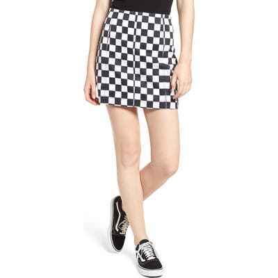 Tinsel Checkered Denim Miniskirt, Black