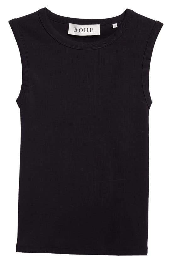 Shop Rohe Róhe Stretch Organic Cotton Rib Top In Noir