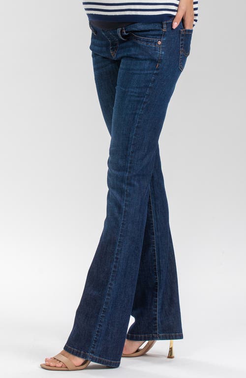 Shop Pietro Brunelli Over The Bump Slim Bootcut Jeans In Dark Blue