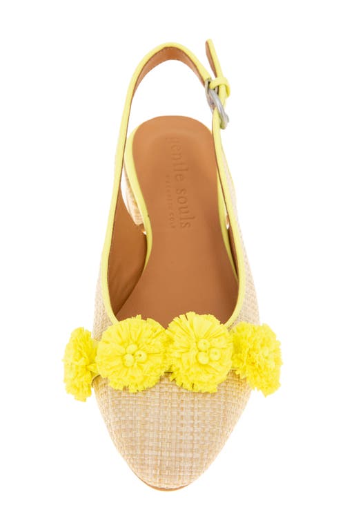 Shop Gentle Souls By Kenneth Cole Anana Raffia Flower Slingback Flat In Natural Weave/yellow