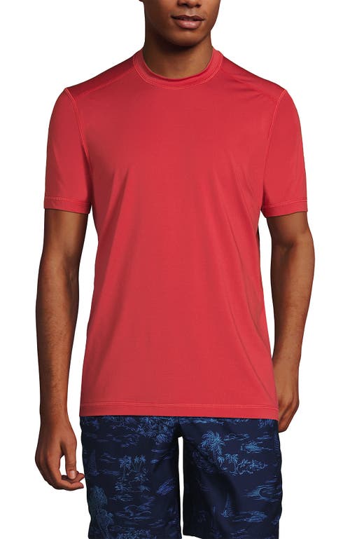 Shop Lands' End Short Sleeve Swim Tee Rash Guard In Barn Red