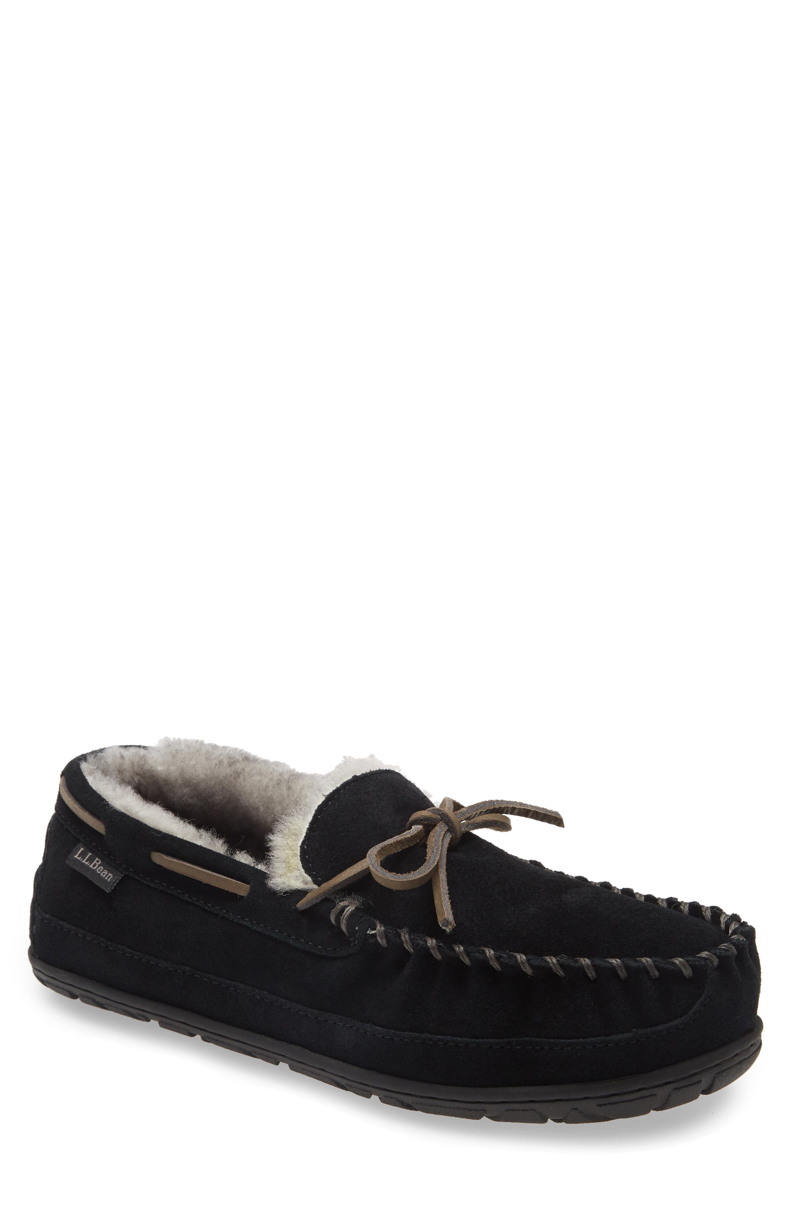 moccasin slippers mens black