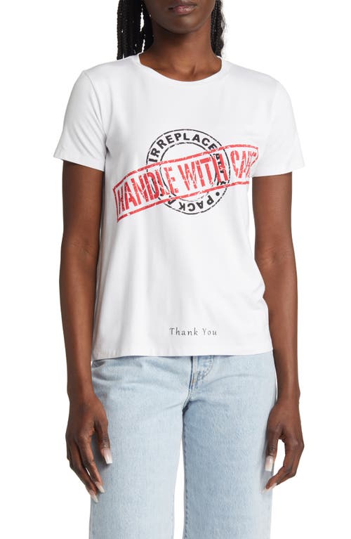 Dai Moda Handle With Care Gender Inclusive Graphic Tee in White