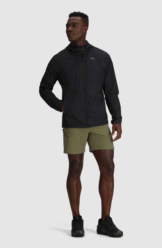 Shop Outdoor Research Shadow Wind Zip-up Hoodie In Black
