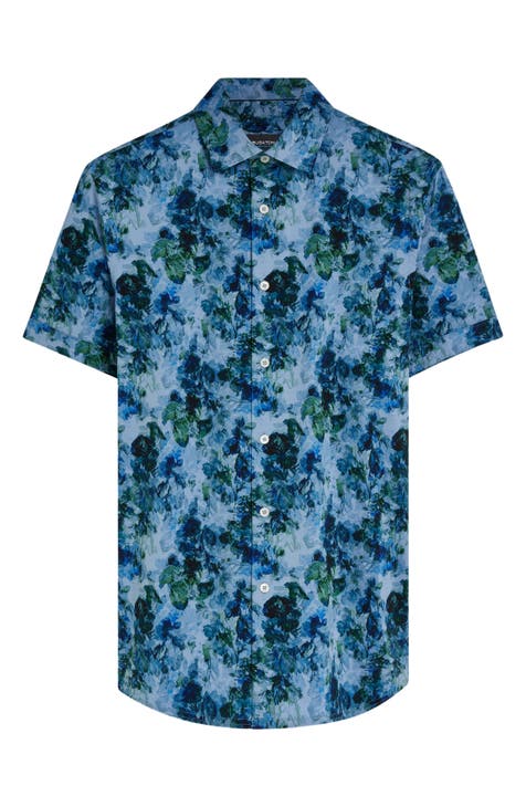 OoohCotton® Floral Short Sleeve Button-Up Shirt