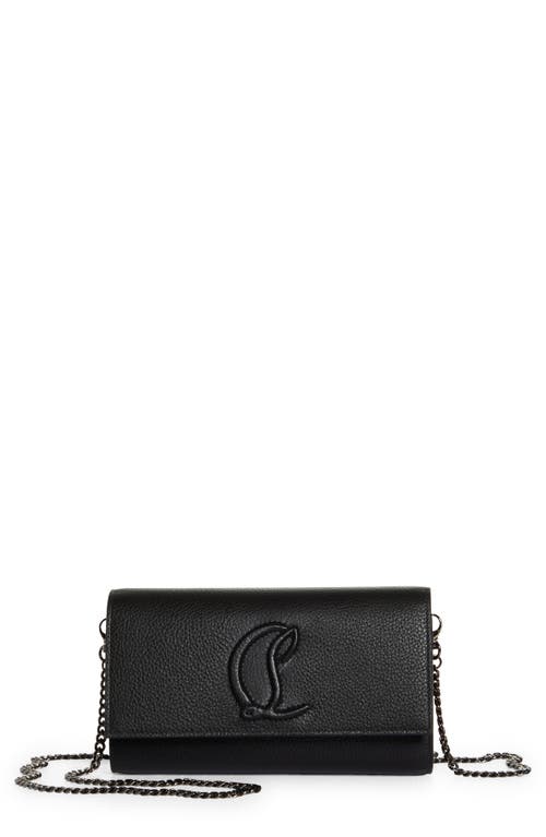 Christian Louboutin By My Side Leather Wallet On A Chain In Black/black