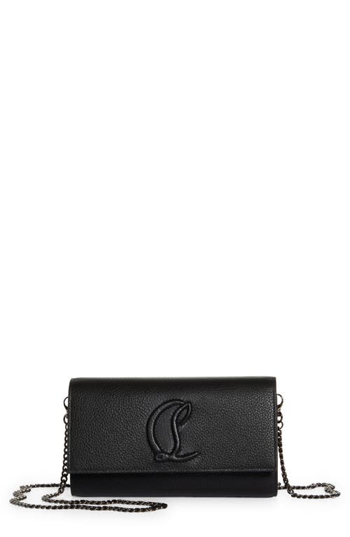 Shop Christian Louboutin By My Side Leather Wallet On A Chain In Black/black