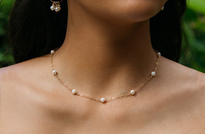 Shop Ki-ele Kelsey Freshwater Pearl Choker In Gold