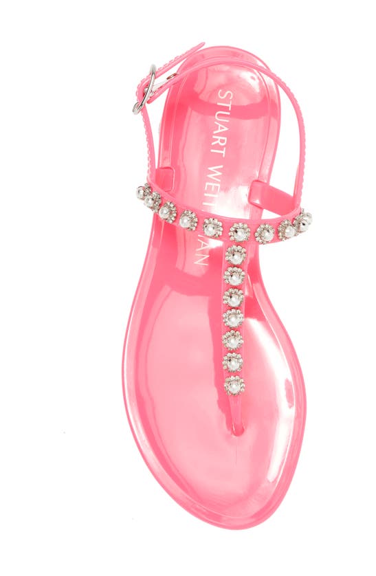 Shop Stuart Weitzman Crystal Embellished Jelly Sandal In Neon Pink