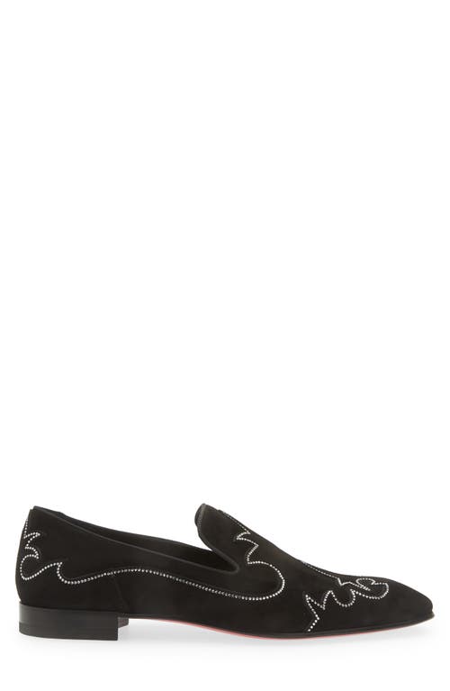 Christian Louboutin Dandysiago Grosgrain-trimmed Embellished Velvet Loafers In Black