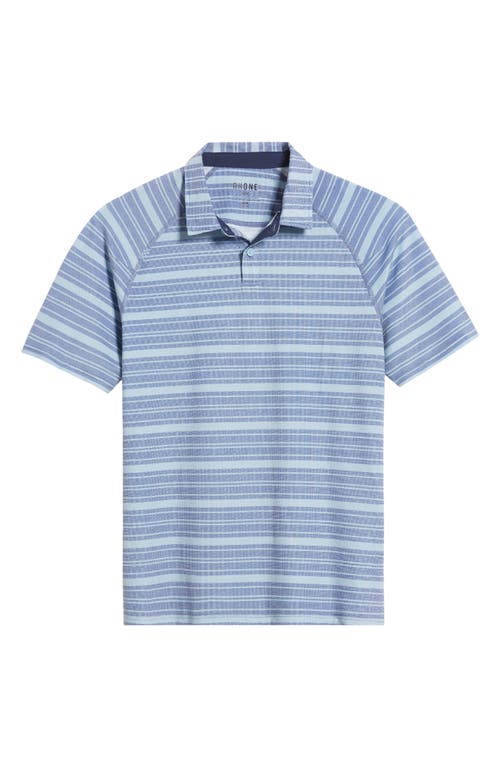 Shop Rhone Delta Stripe Piqué Golf Polo In Ocean Blue Stripe