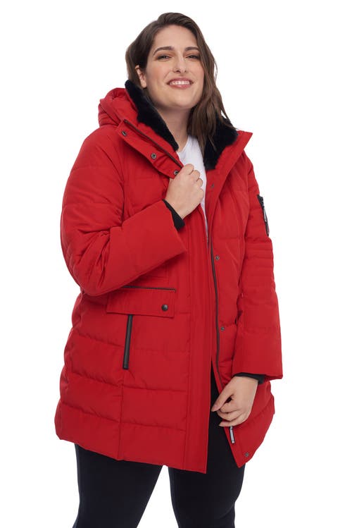 Alpine North Kootney Plus Women's Vegan Down (recycled) Mid-length Parka (plus Size) In Crimson