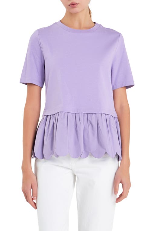 English Factory Mixed Media Scallop Peplum Cotton Top at Nordstrom,