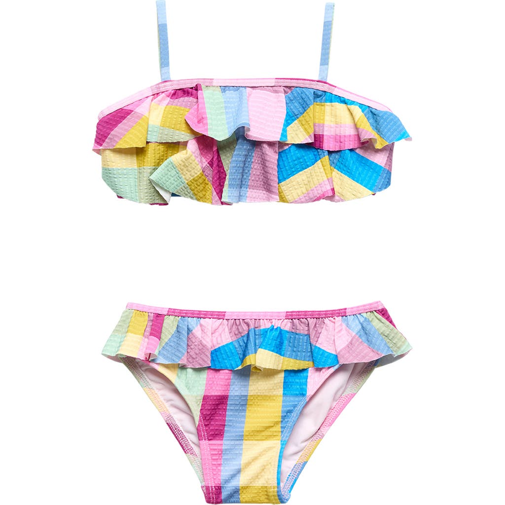 Beach Lingo Picnic Plaid Ruffle Two-piece Swimsuit In Pink Multi