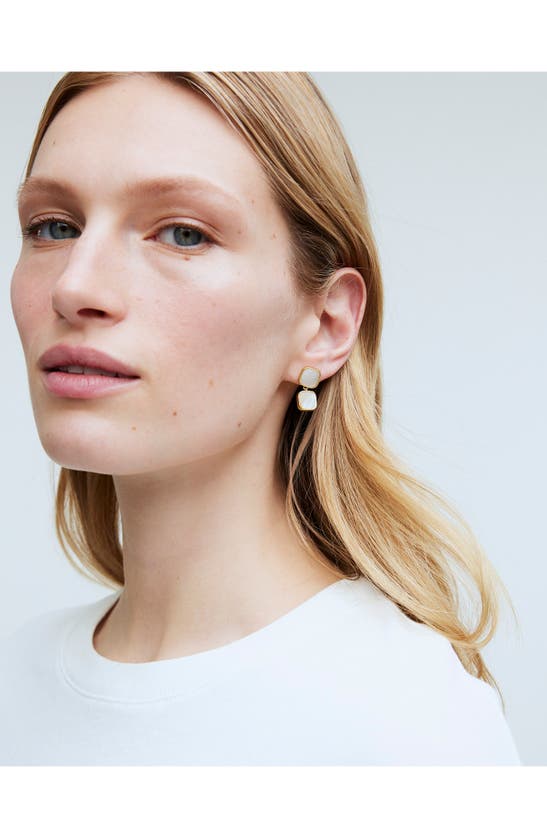 Shop Madewell Mother-of-pearl Drop Earrings In Vintage Gold