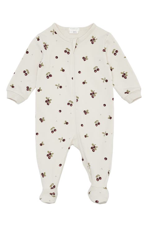 Cranberry Print Organic Cotton Fitted One-Piece Pajamas (Baby)