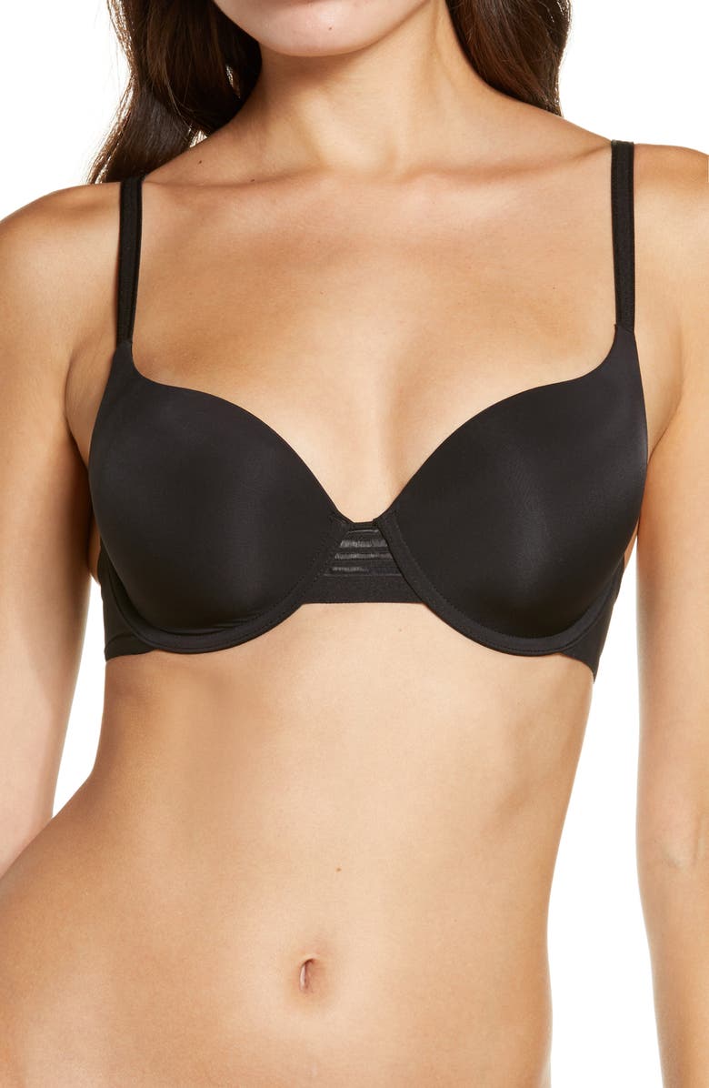 Le Mystère Second Skin Back Smoother Underwire T-Shirt Bra, Main, color, Black