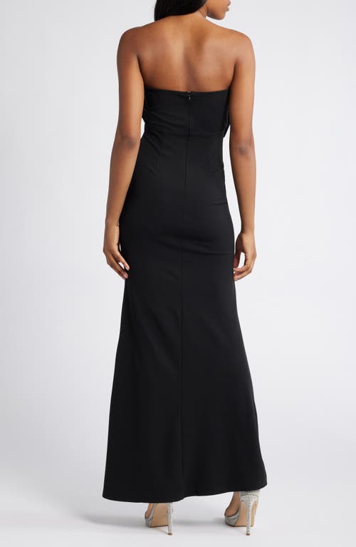 Shop Lulus Coveted Glamour Bow Strapless Sheath Gown In Black