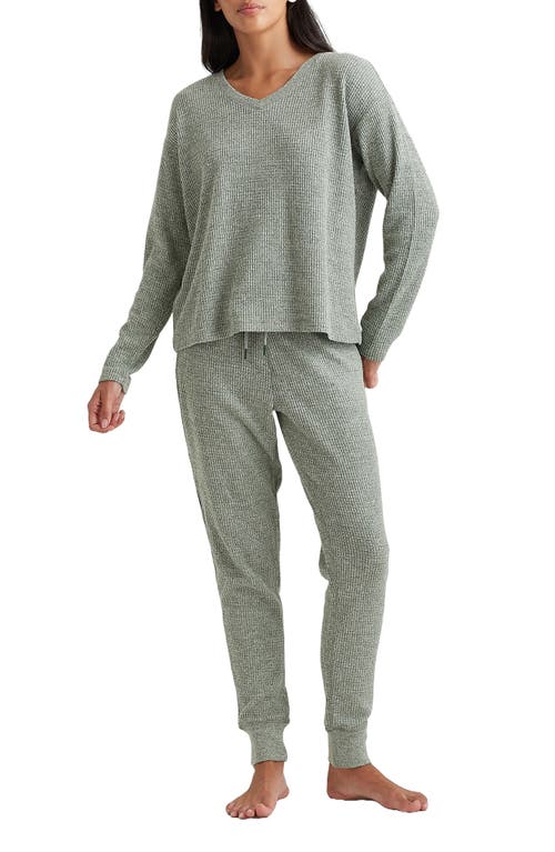 Papinelle Waffle Knit Pajamas in Forest Green 