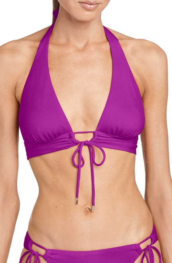 Robin Piccone Women's Aubrey Halter Neck Bikini Top In Bouginvilla