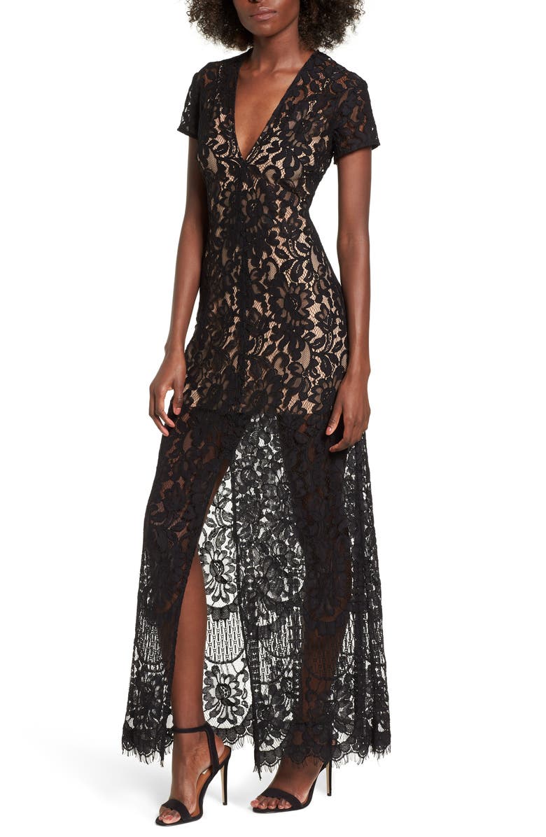 WAYF V-Neck Lace Maxi Dress | Nordstrom