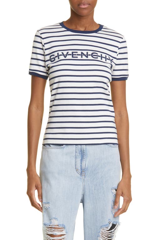 Givenchy Ringer Stripe Cotton T-shirt In Navy/white