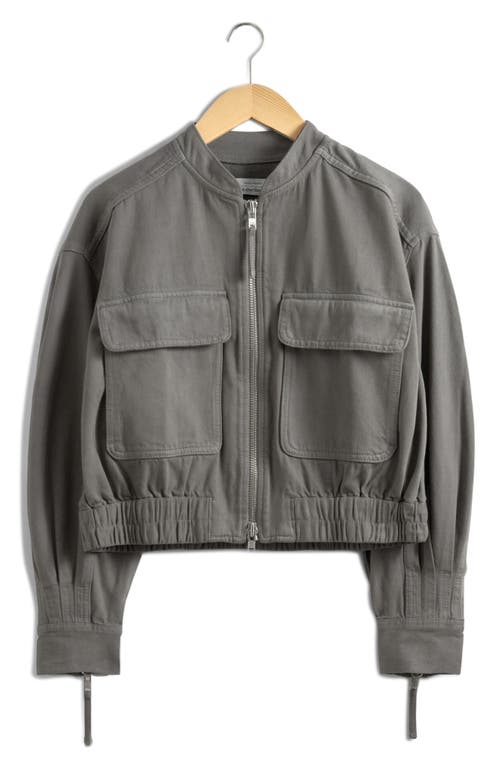 & Other Stories Cotton Twill Bomber Jacket In Grey Medium Dusty