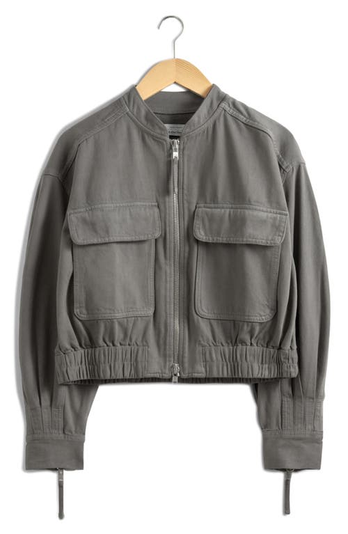 Shop & Other Stories Cotton Twill Bomber Jacket In Grey Medium Dusty