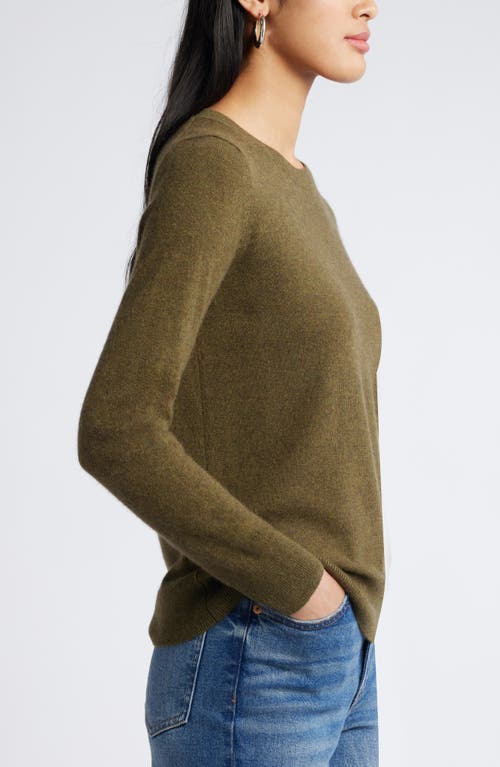 Shop Nordstrom Crewneck Cashmere Sweater In Olive Dark Heather