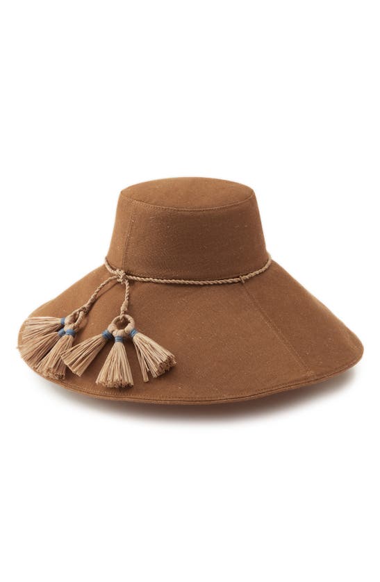 Shop Helen Kaminski Luciah Tassel Linen Hat In Nutshell