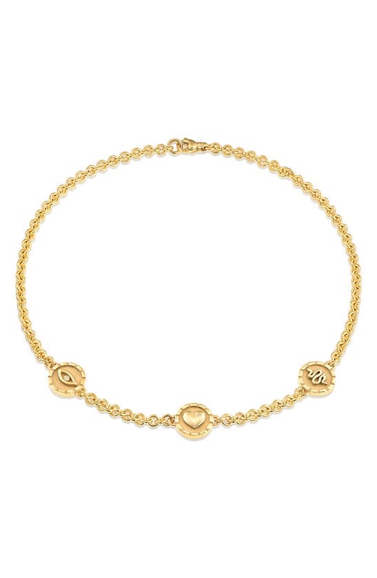 Pamela Zamore Pharos Diamond Triple Charm Necklace In Gold
