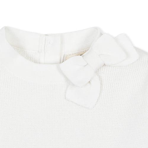 Hope & Henry Girls' Organic Mock Neck Bow Detail Sweater Dress, Toddler In Soft White Bow Neck