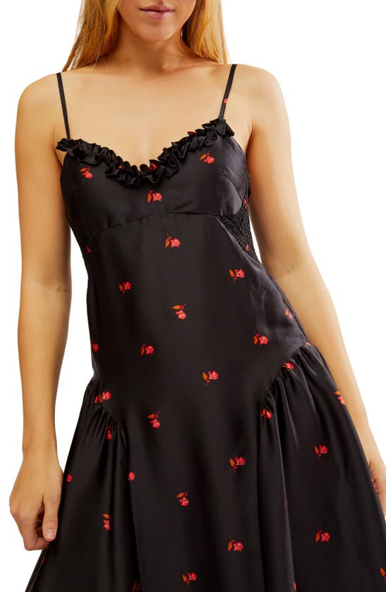 Shop Free People On My Own Floral Satin Nightgown In Black Combo