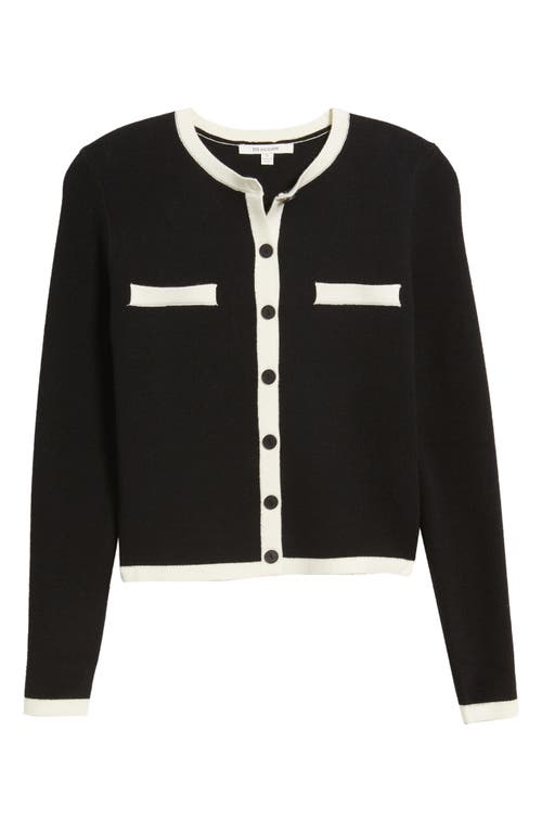 Zoe And Claire Contrast Trim Cardigan In Black