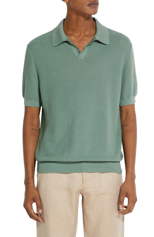 ZEGNA Waffle Stitch Premium Cotton Polo Sweater Agave at Nordstrom, Us