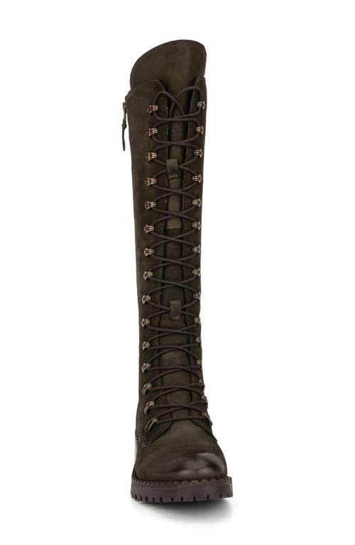 Vintage Foundry Henrietta Tall Leather Lace-up Boot In Army Green