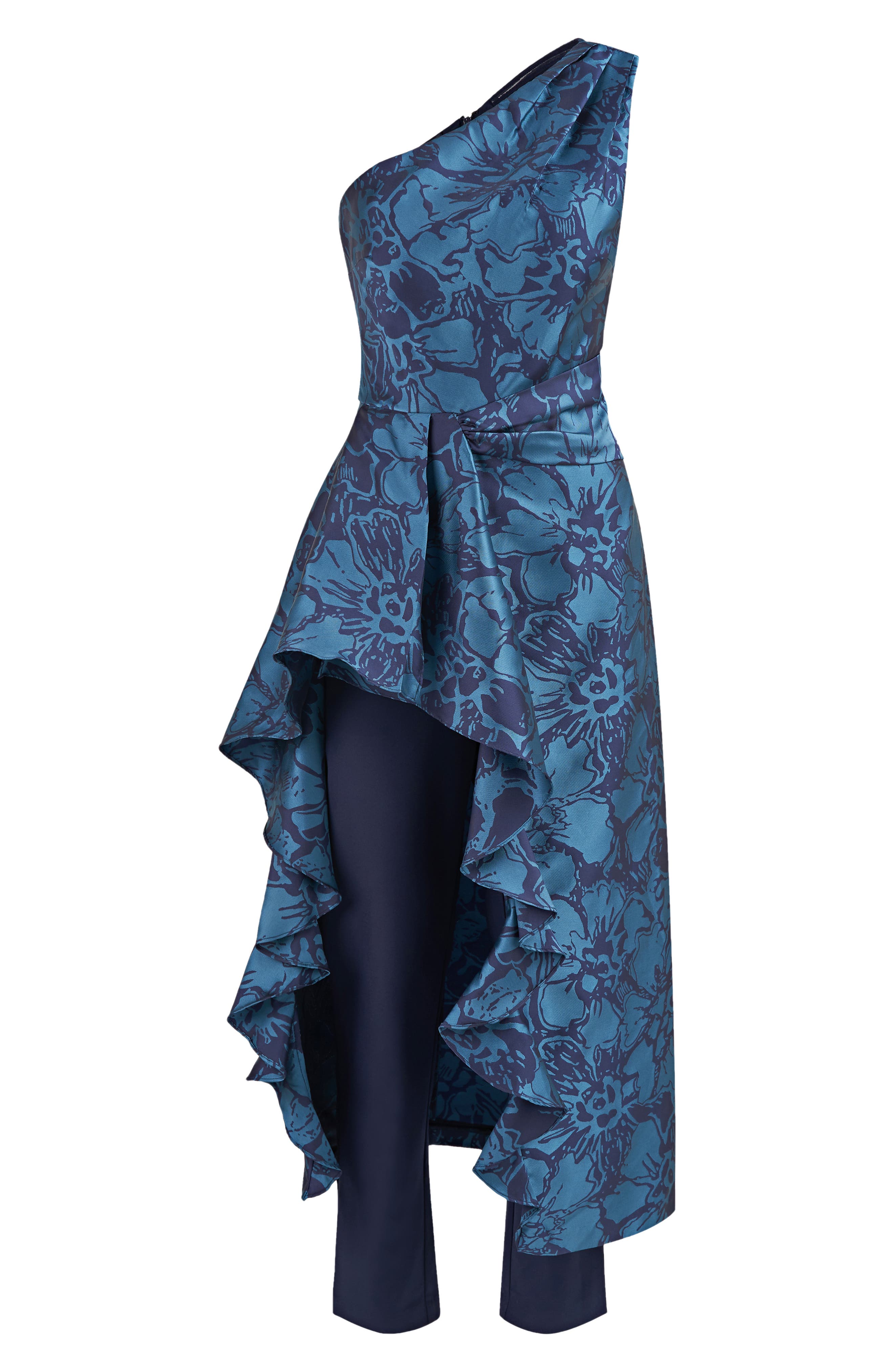 Kay Unger Ginger Floral One-Shoulder 