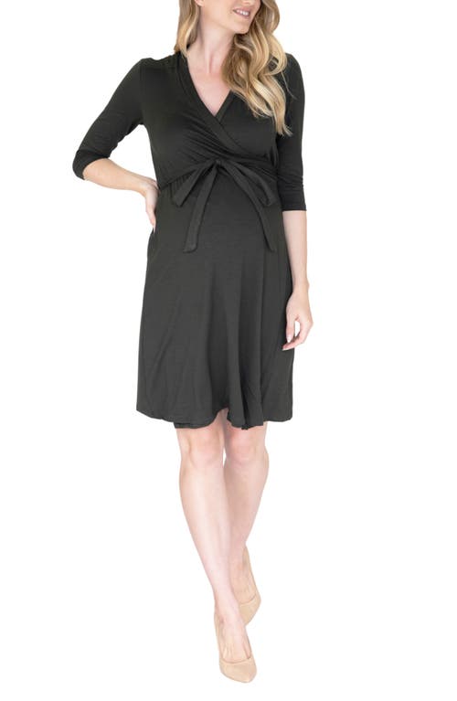 Empire Waist Maternity/Nursing Wrap Dress in Black