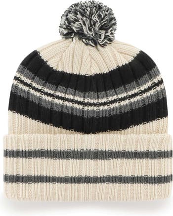 Youth Brooklyn Nets New Era Black Stripe Cuffed Knit Hat with Pom