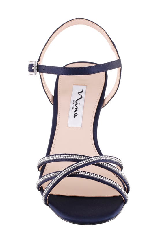 Nina Bobby Embellished Ankle Strap Sandal In Navy