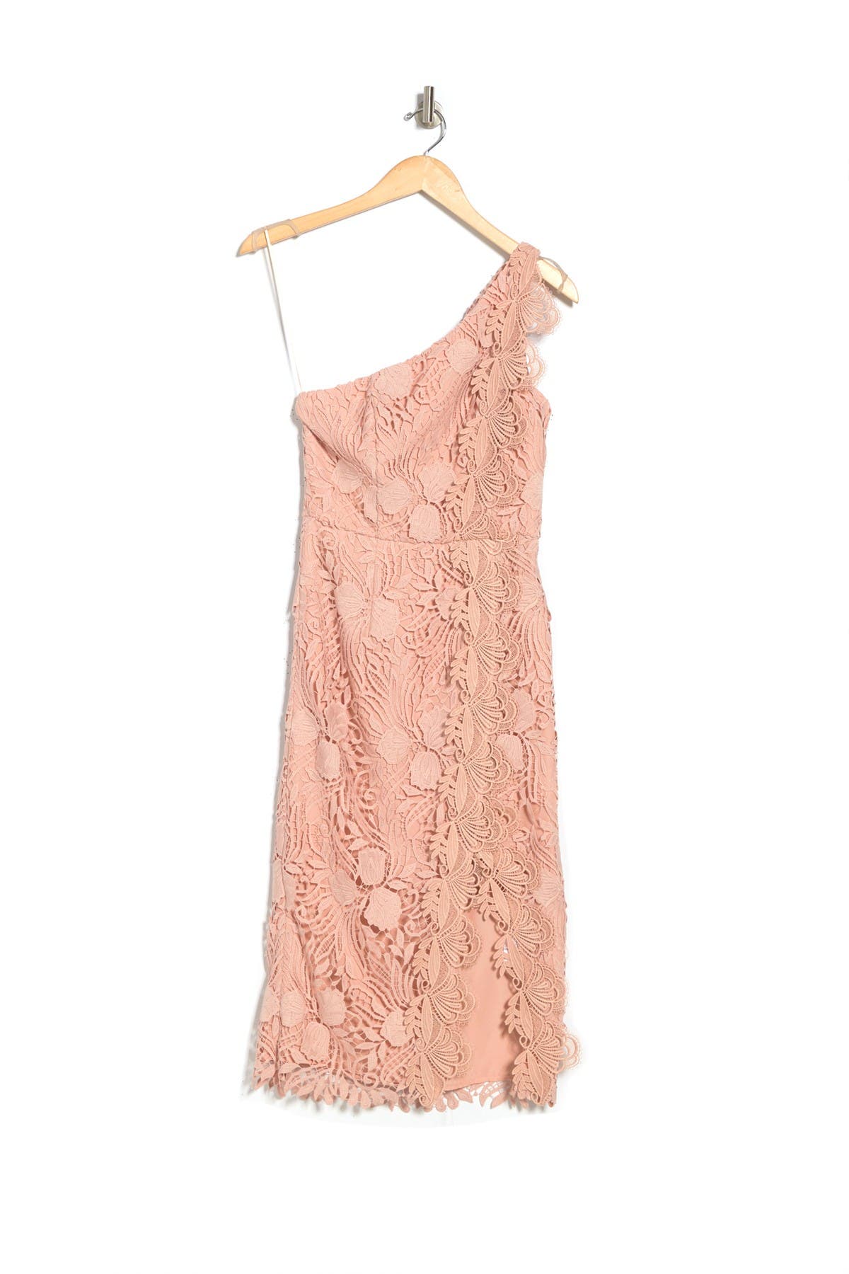 Robe Cocktail Une épaule En Dentelle Beige Mystic - Taille S - Occasion Très Bon état