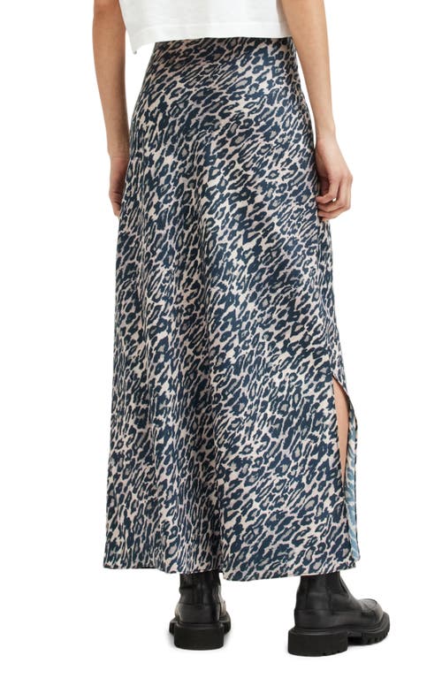 Shop Allsaints Bryony Leopard Print Satin Maxi Skirt In Anita Soft Pink