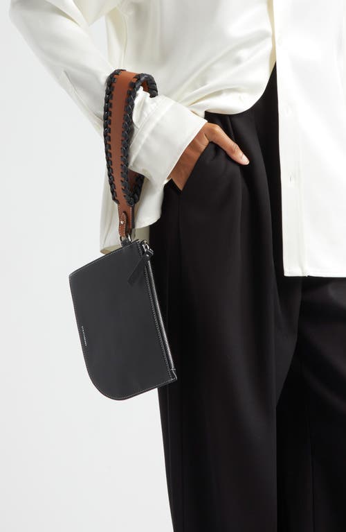 Shop Strathberry X Collagerie Leather Wristlet Pouch In Black/chestnut