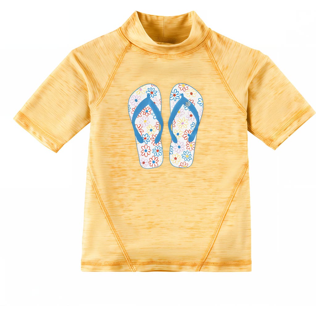 Uv Skinz Short Sleeve Sport Sun & Swim Shirt In Marigold Sandy Beach