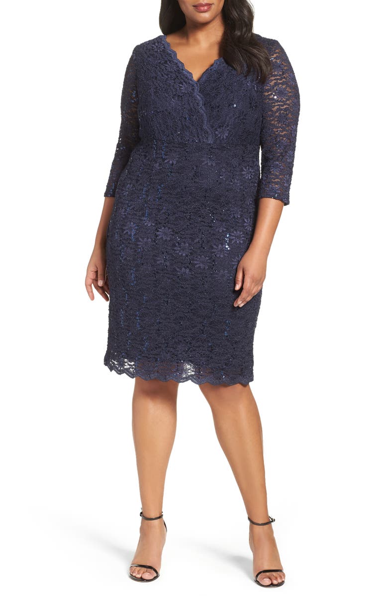 Alex Evenings Surplice Sequin Lace Sheath Dress (Plus Size) | Nordstrom