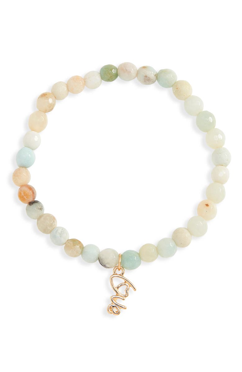 NORDSTROM Sentimental Beaded Pendant Bracelet, Main, color, AQUA- GOLD- LOVE